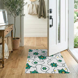 Whimsical Teal Cartoon Bird Star Rug