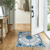 Navy Blue Persian Floral Mandala Rug