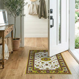 Ivory Persian Floral Rug with Yellow Medallion