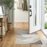 Abstract Layered Waves Beige Area Rug