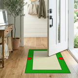Green Border Area Rug with Red Accents