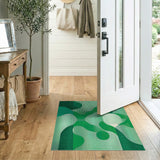 Green Emerald Green Abstract Geometric Area Rug