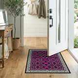 Vibrant Pink Black Persian Geometric Area Rug