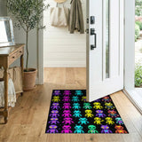 Neon Pixel Aliens Area Rug