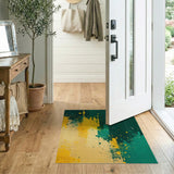 Vibrant Green Yellow Splatter Abstract Area Rug