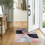 Pink Marble Geometric Abstract Area Rug
