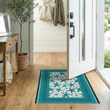 Blue and Teal Teal Starfish Seashell Coastal Area Rug