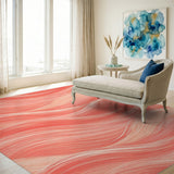 Pink Abstract Wave Pink Area Rug