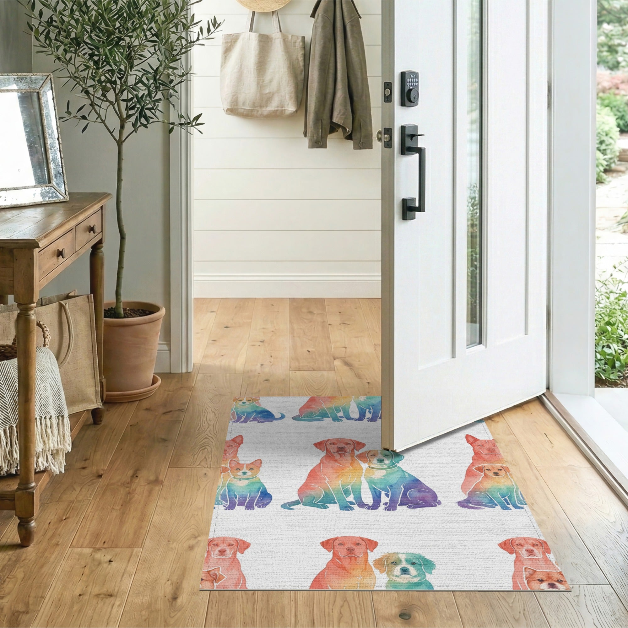 Multi-color and Patterns Rainbow Dogs Kids Cartoon Area Rug