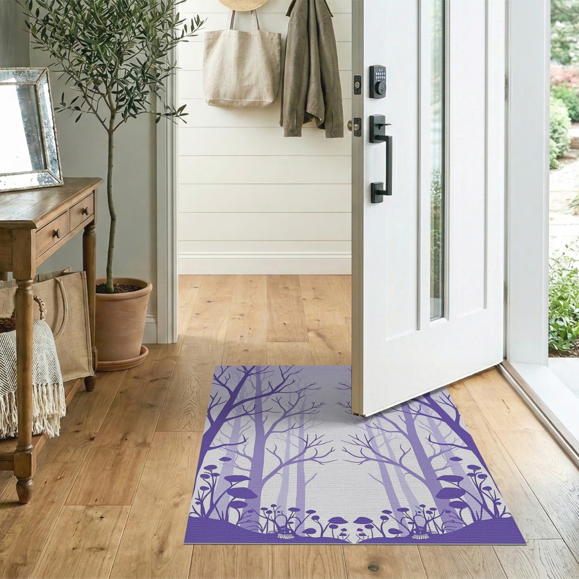 Purple Enchanted Forest Silhouette Area Rug
