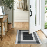 Black White Nested Geometric Area Rug