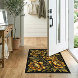Golden Peony Floral Area Rug