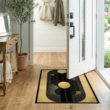 ODIKA Washable Abstract Geometric Area Rug - Gold & Black Art Deco Low Pile Non-Slip Carpet