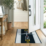 Airplane on Runway Geometric Area Rug