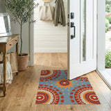 Teal Mandala Area Rug with Vibrant Floral Mandalas