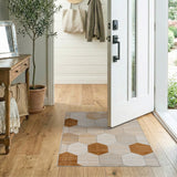 Brown Tan Geometric Hexagon Area Rug