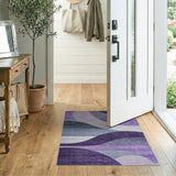 Modern Purple Wavy Geometric Area Rug