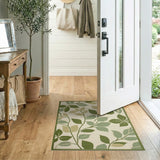 Green Leaves Woven Area Rug