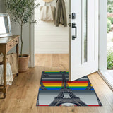 Geometric Modern Multi-color and Patterns Rainbow Eiffel Tower Area Rug