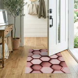 Pink 3D Hexagon Geometric Area Rug