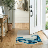 Ocean Waves Shark Starfish Coastal Area Rug