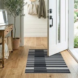 Black and White Bold Black White Geometric Striped Area Rug