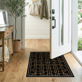 Gold and Silver Gold Art Deco Geometric Area Rug