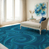 Blue and Teal Swirl Blue Teal Swirl Abstract Area Rug