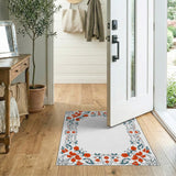Multi-color and Patterns Ornate Red Floral Frame Area Rug
