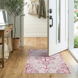Elegant Pink Floral Swirl Area Rug