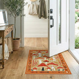 Orange Whimsical Red Mushroom Forest Area Rug