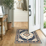 Traditional Persian Blue Persian Floral Medallion Rug