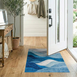 Geometric Modern Abstract Blue Wave Area Rug