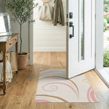 Pink Beige Swirl Abstract Area Rug