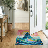 Whimsical Rainbow Castle Area Rug