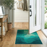 Blue and Teal Abstract Wave Area Rug