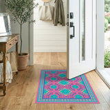 Multi-color and Patterns Traditional Persian Vibrant Pink Teal Floral Persian Area Rug