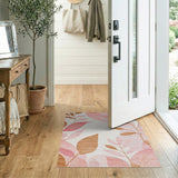 Blush Pink Abstract Leaf Area Rug