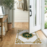 Opulent Gold Baroque Medallion Area Rug with Emerald Core