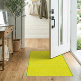 Sunny Yellow Polka Dot Area Rug with Blue Border