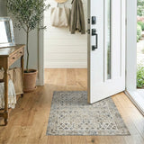 Distressed Beige Trellis Geometric Area Rug