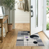 Modern Geometric Grey Area Rug with Circles