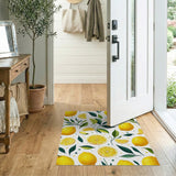 Zesty Lemon Slices Leaves Pattern Area Rug