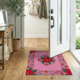 Red Poinsettia Pink Floral Area Rug