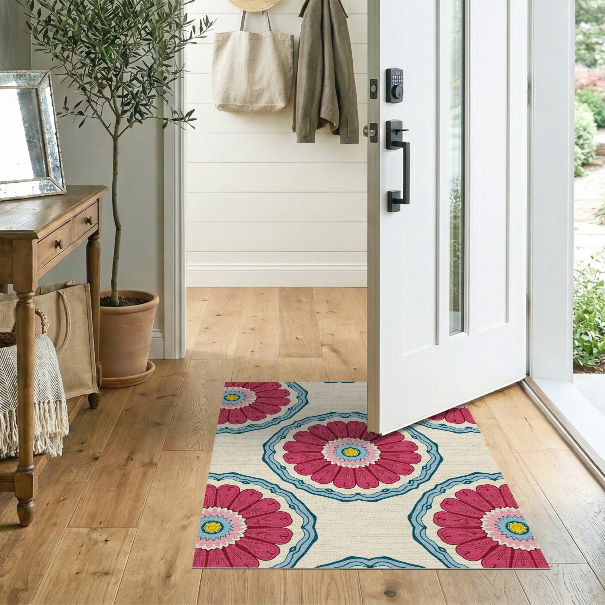 Multi-color and Patterns Pink Floral Medallion Vintage Area Rug