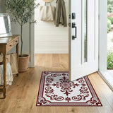 Red Fleur-de-Lis Ornate Area Rug