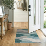 Abstract Area Teal Wave Abstract Area Rug