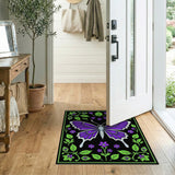 Purple Purple Butterfly Floral Area Rug