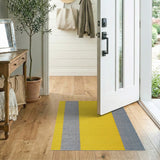 Yellow Grey Vertical Striped Area Rug