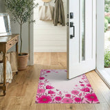 Floral Vintage Pink Whimsical Pink Floral Butterfly Area Rug
